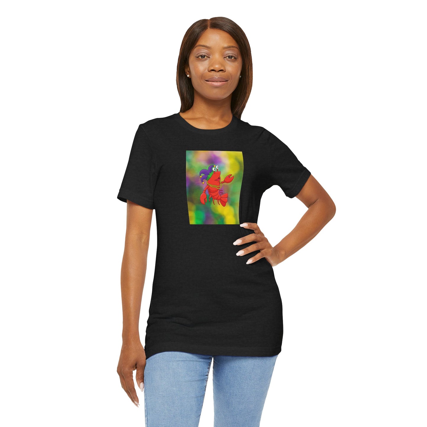 Colorful Lobster Graphic Tee- Mardi Gras - Fun Tees - Gift Ideas - Fun Unisex Jersey Short Sleeve Shirt for Beach Lovers