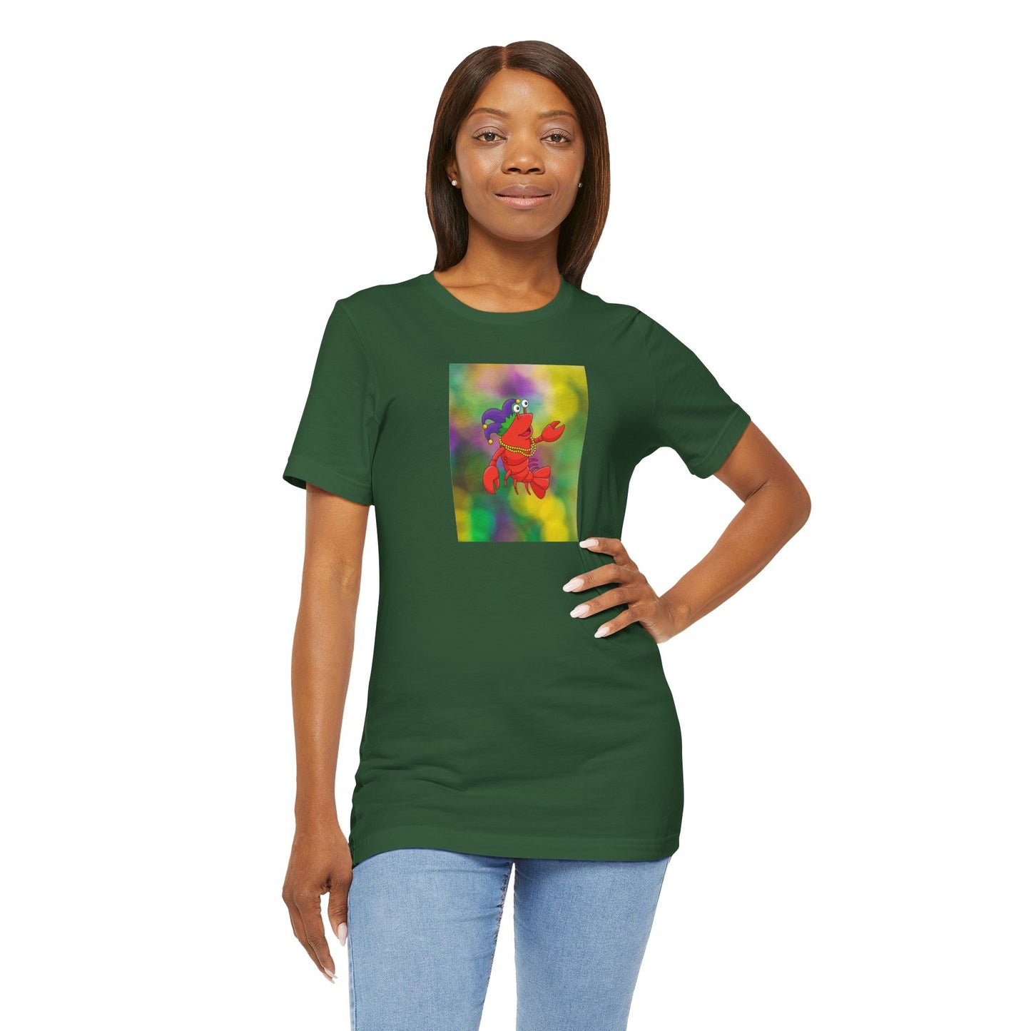 Colorful Lobster Graphic Tee- Mardi Gras - Fun Tees - Gift Ideas - Fun Unisex Jersey Short Sleeve Shirt for Beach Lovers