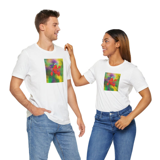 Colorful Lobster Graphic Tee- Mardi Gras - Fun Tees - Gift Ideas - Fun Unisex Jersey Short Sleeve Shirt for Beach Lovers