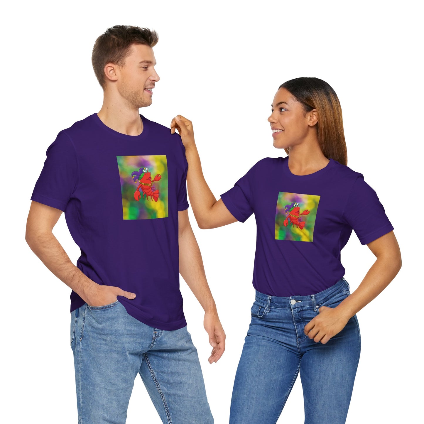 Colorful Lobster Graphic Tee- Mardi Gras - Fun Tees - Gift Ideas - Fun Unisex Jersey Short Sleeve Shirt for Beach Lovers